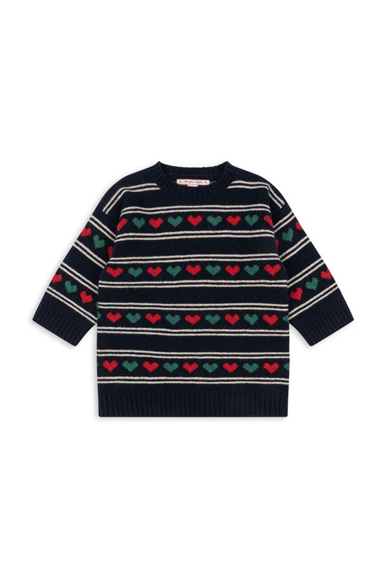 Konges Sløjd sukienka dziecięca z dodatkiem wełny BELOU KNIT DRESS KS104227.PreSpring granatowy SS26