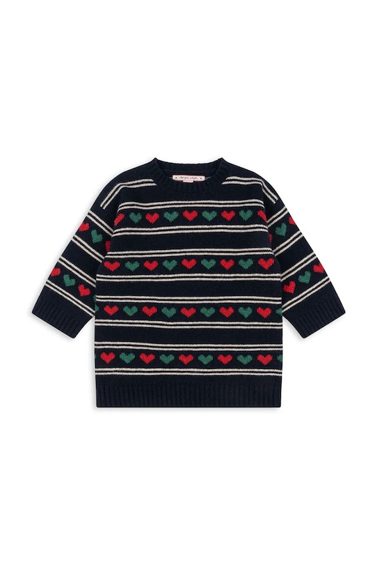 Konges Sløjd sukienka dziecięca z dodatkiem wełny BELOU KNIT DRESS KS104227.PreSpring granatowy SS26