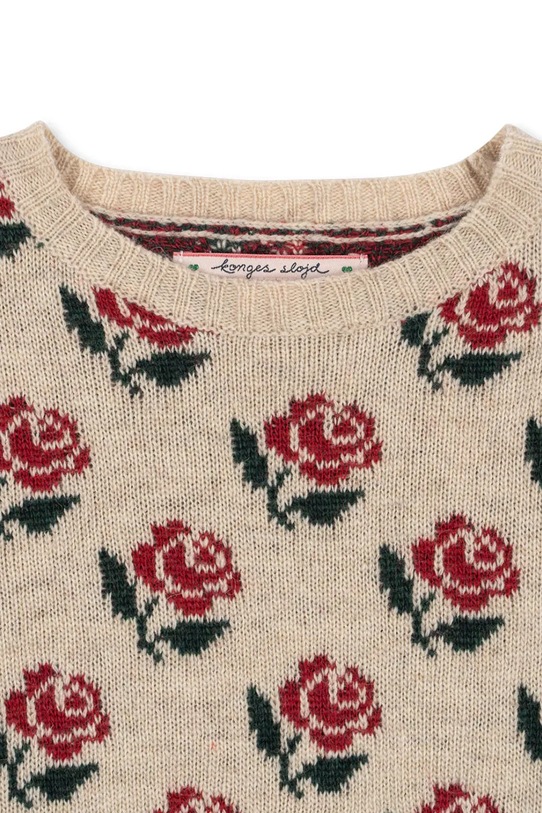 Dziewczynka Konges Sløjd sukienka dziecięca z dodatkiem wełny BELOU KNIT DRESS KS104227.PreSpring beżowy