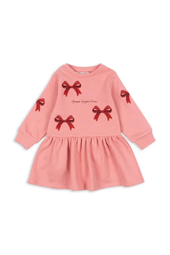 Konges Sløjd sukienka dziecięca LOU BOW SWEAT DRESS OCS długi różowy KS104341.PreSpring