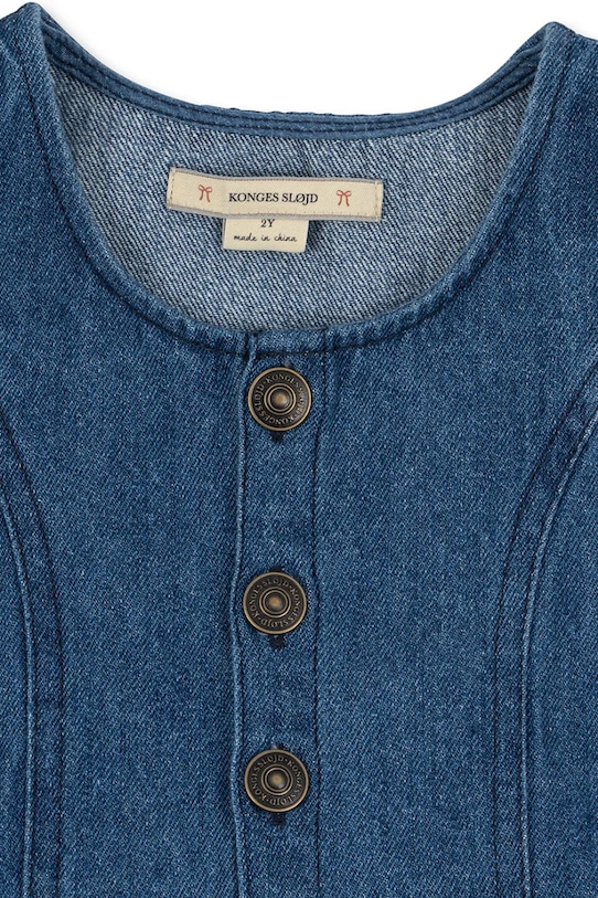 Dziewczynka Konges Sløjd sukienka jeansowa dziecięca ELBA DRESS GOTS KS104392.PreSpring niebieski