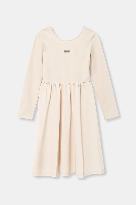 Calvin Klein Jeans sukienka dziecięca z elastanem beżowy IG0IG03082.128.176.PPY2