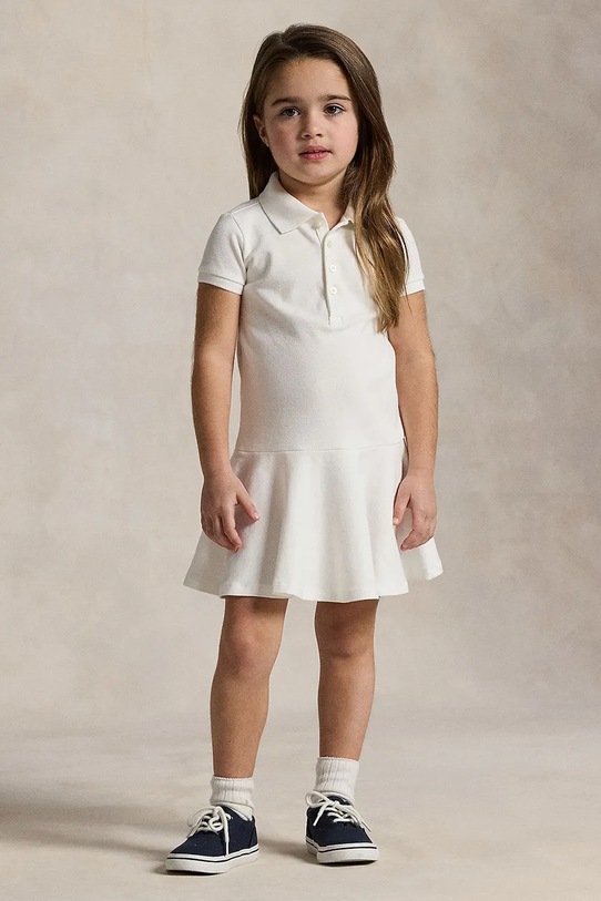 Polo Ralph Lauren sukienka dziecięca z elastanem biały 312624740003