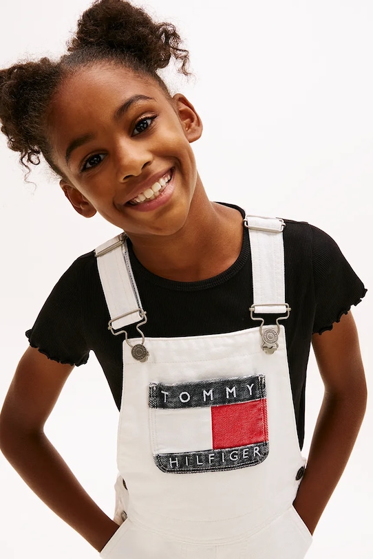 Dziewczynka Tommy Hilfiger sukienka jeansowa dziecięca KG0KG09264.128.176.PPY2 beżowy