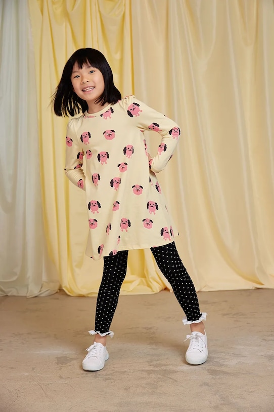 Mini Rodini sukienka dziecięca Doggies wzorzyste żółty 26150103