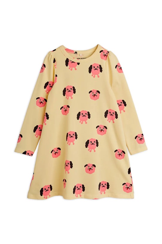 Mini Rodini sukienka dziecięca Doggies 26150103 żółty SS26