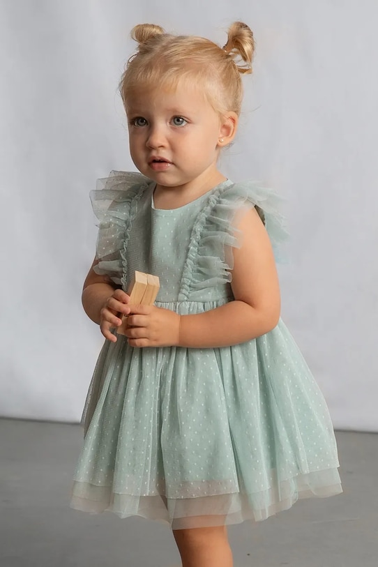 Mayoral sukienka dziecięca rozkloszowany turkusowy 1905.4A.Baby.PPY2
