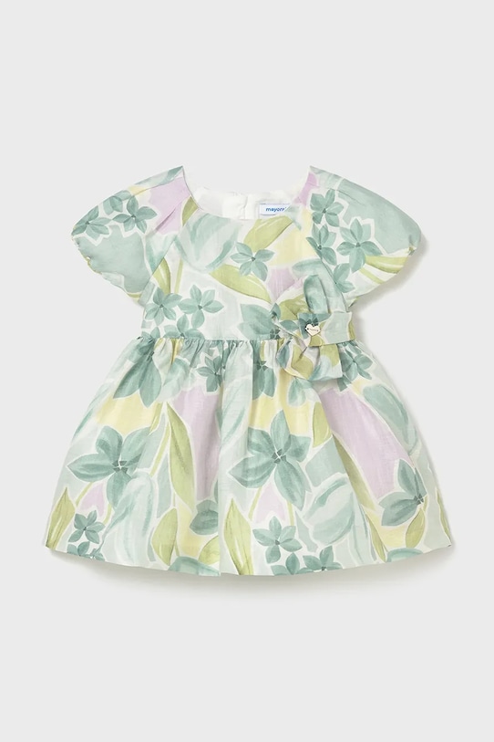 Mayoral sukienka lniana dziecięca rozkloszowany zielony 1909.4B.Baby.PPY2