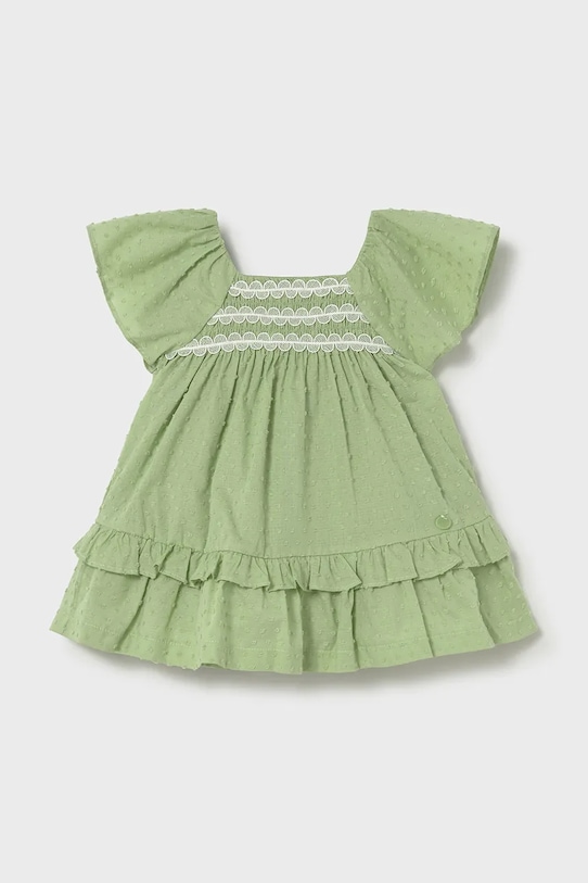 Mayoral sukienka bawełniana dziecięca 1912.4D.Baby.PPY2 zielony SS26
