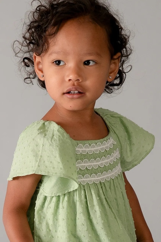 Mayoral sukienka bawełniana dziecięca 1912.4D.Baby.PPY2 zielony