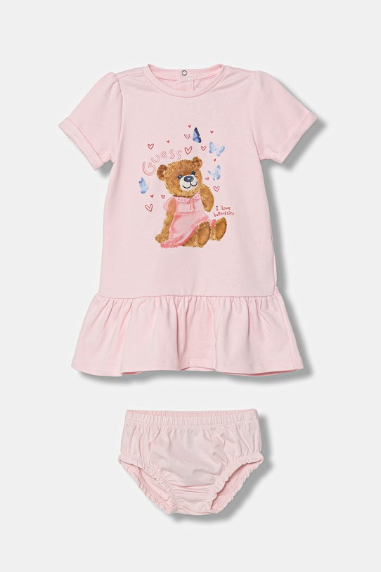 Guess sukienka bawełniana niemowlęca 2-pack nadruk różowy A6RK05.KA6R4.PPY2