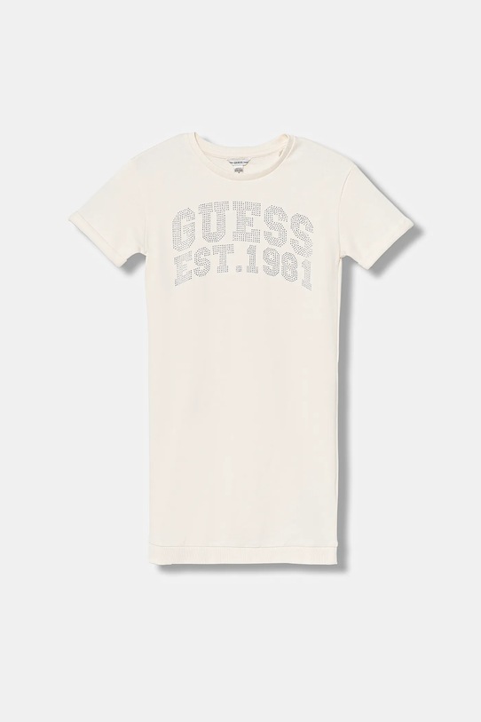 Guess sukienka bawełniana dziecięca krótki beżowy J6RK00.KA6R4.PPY2