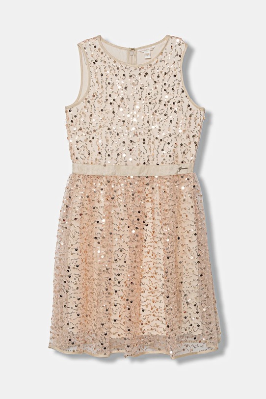 Guess sukienka dziecięca aplikacja beżowy J6RK25.KCLM0.PPY2