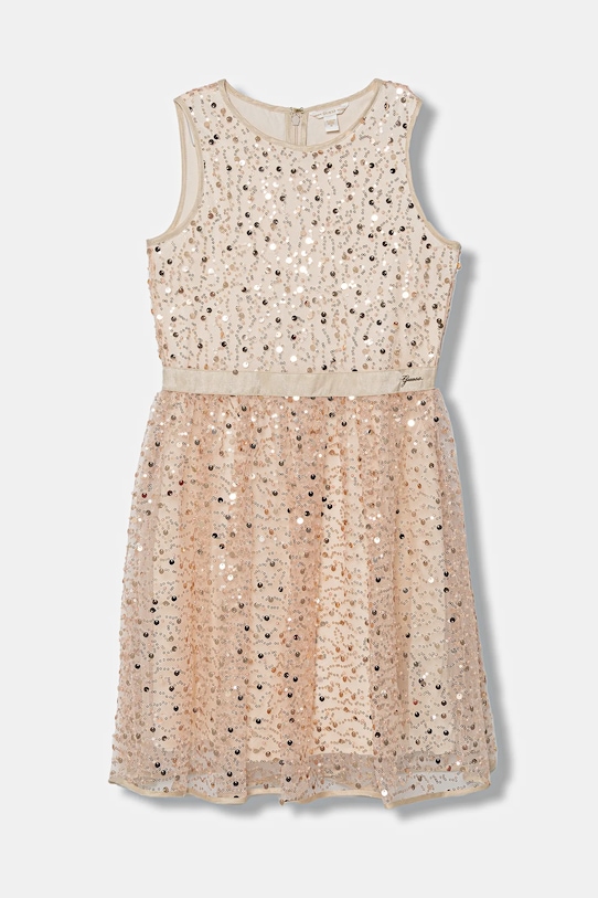 Guess sukienka dziecięca aplikacja beżowy J6RK25.KCLM0.PPY2