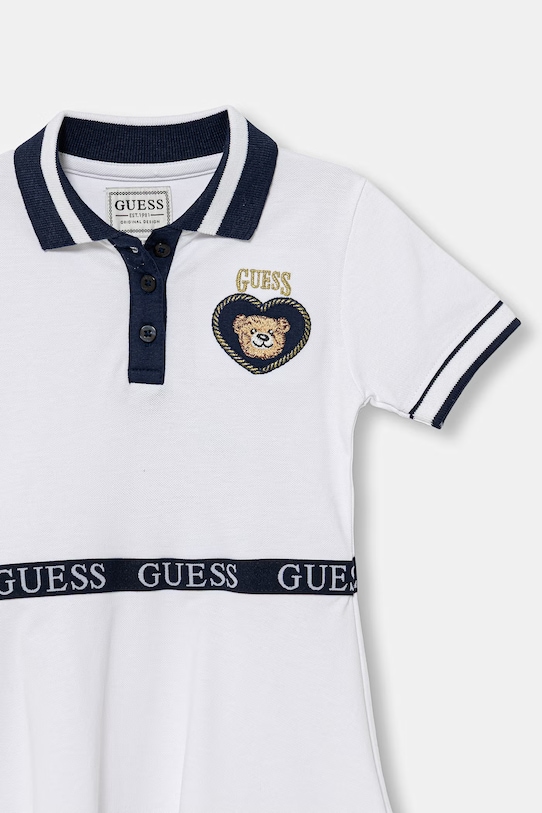 Dziewczynka Guess sukienka letnia bawełniana z elastanem K6RK14.K7064.PPY2 biały