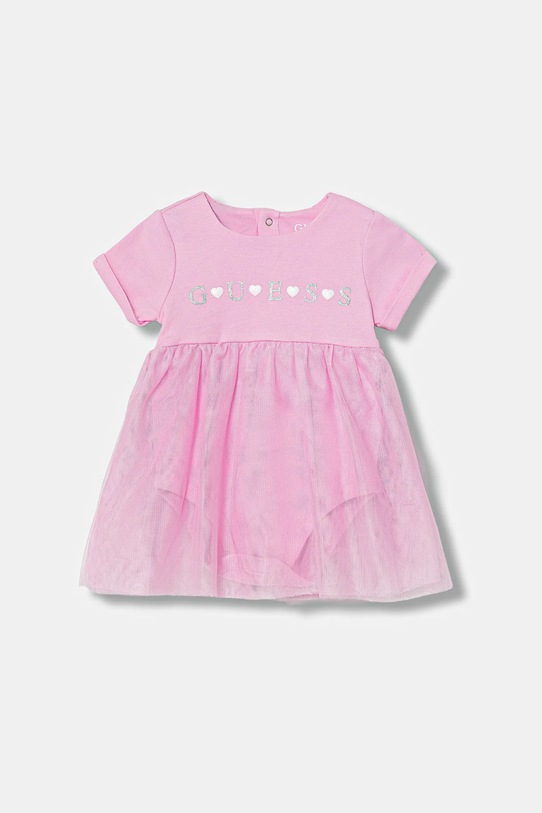 Guess sukienka bawełniana niemowlęca nadruk różowy S6RG02.KA6W4.PPY2