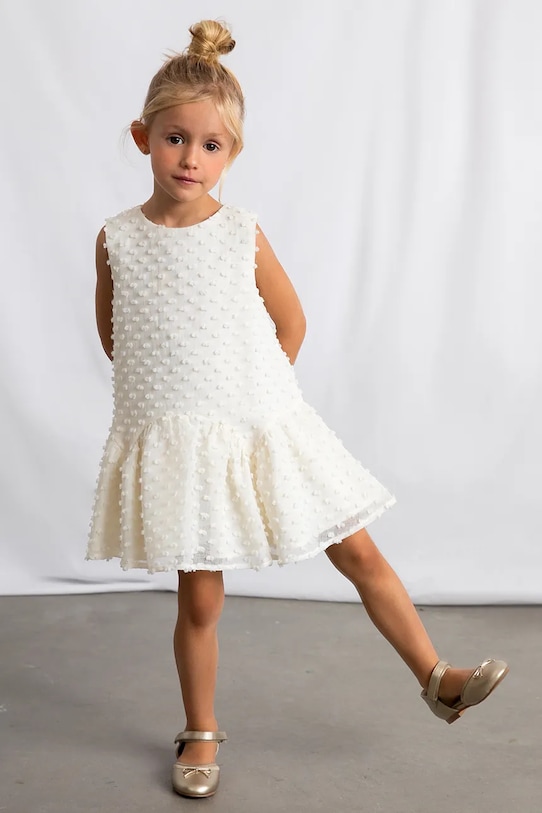 Mayoral sukienka dziecięca rozkloszowany biały 3911.6A.Mini.PPY2