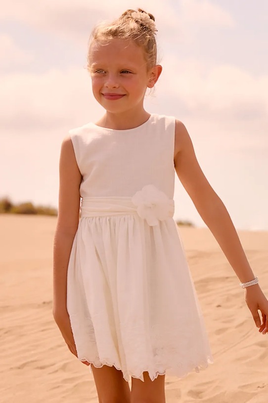 Mayoral sukienka dziecięca rozkloszowany beżowy 3914.6B.Mini.PPY2