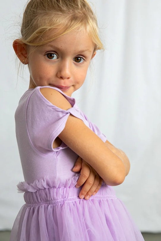 Mayoral sukienka dziecięca 3915.6B.Mini.PPY2 fioletowy