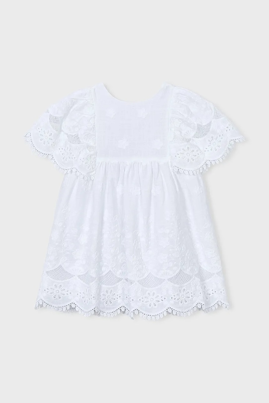 Mayoral sukienka bawełniana dziecięca 3923.6D.Mini.PPY2 biały SS26
