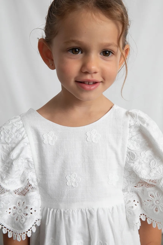 Mayoral sukienka bawełniana dziecięca 3923.6D.Mini.PPY2 biały