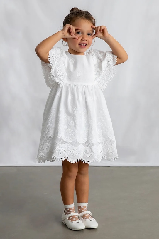 Mayoral sukienka bawełniana dziecięca bawełna biały 3923.6D.Mini.PPY2