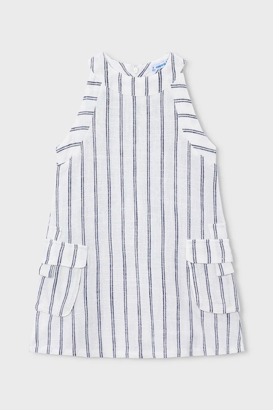 Ľanové šaty pre deti Mayoral pásiky biela 3929.6F.Mini.PPY2