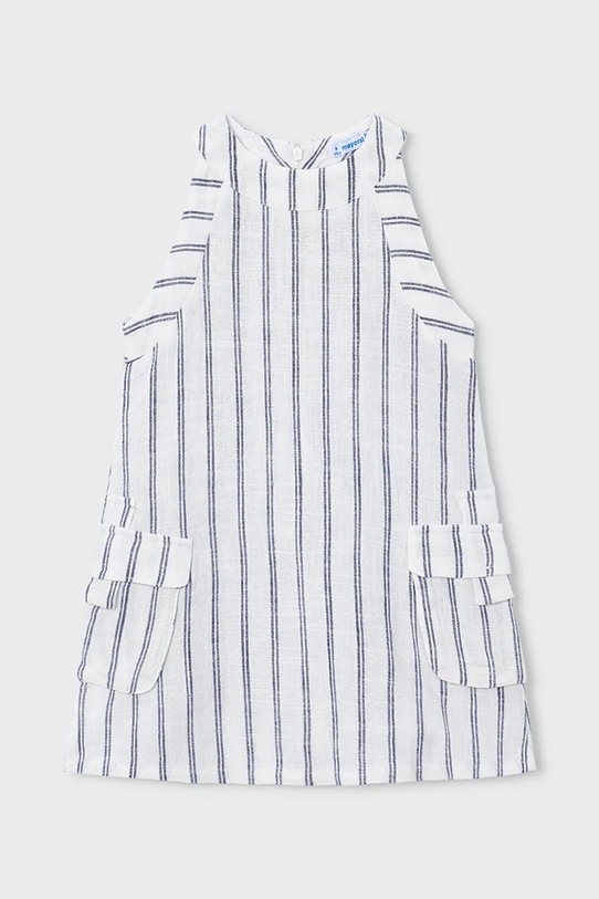 Φόρεμα με μείγμα από λινό για παιδιά Mayoral ρίγες μπεζ 3929.6F.Mini.PPY2