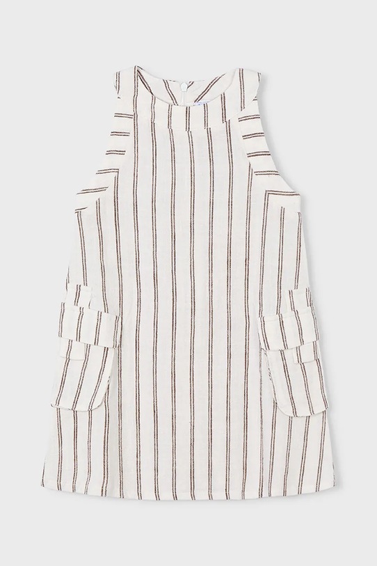 Mayoral sukienka z domieszką lnu dziecięca 3929.6F.Mini.PPY2 beżowy SS26