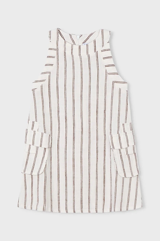 Mayoral sukienka z domieszką lnu dziecięca 3929.6F.Mini.PPY2 beżowy SS26