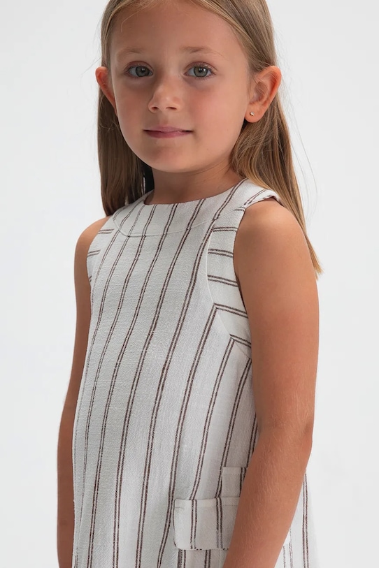 Mayoral sukienka z domieszką lnu dziecięca 3929.6F.Mini.PPY2 beżowy