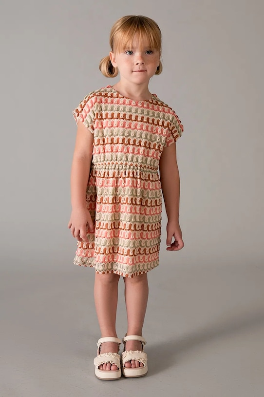 Mayoral sukienka dziecięca rozkloszowany beżowy 3930.6G.Mini.PPY2