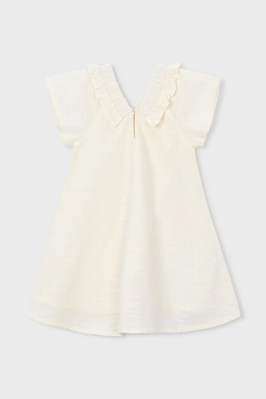 Dziewczynka Mayoral sukienka z dodatkiem lnu dziecięca 3931.6G.Mini.PPY2 beżowy