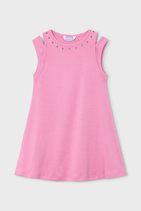 Dječja pamučna haljina Mayoral bez uzorka roza 3938.6K.Mini.PPY2