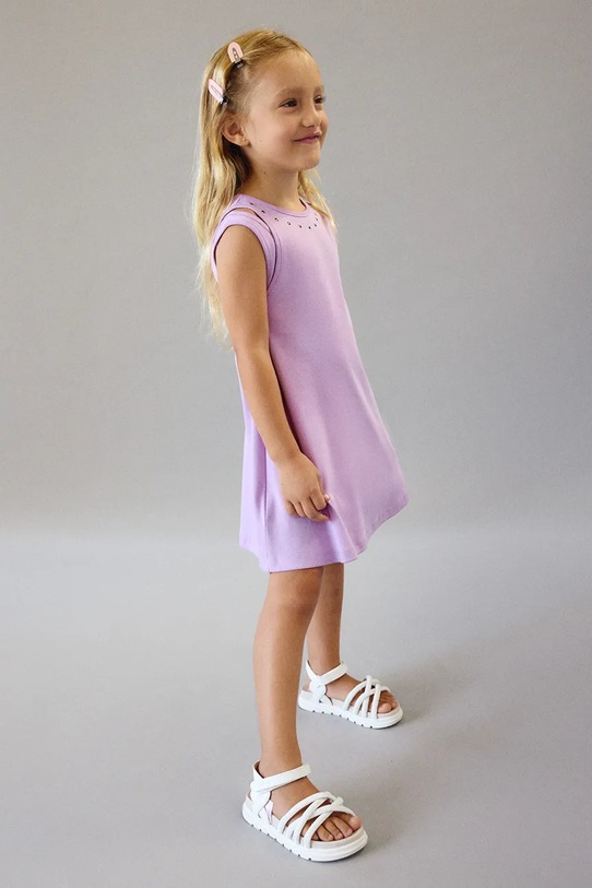 Mayoral sukienka bawełniana dziecięca bawełna fioletowy 3938.6K.Mini.PPY2