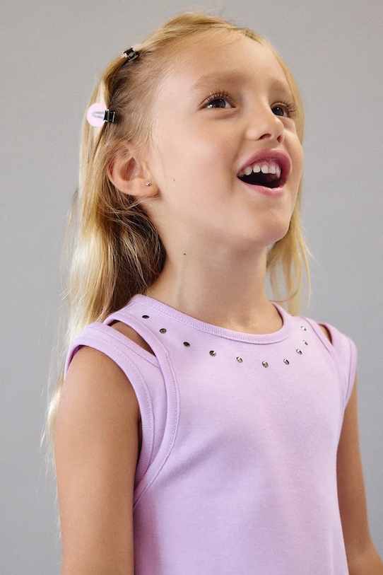 Mayoral sukienka bawełniana dziecięca 3938.6K.Mini.PPY2 fioletowy