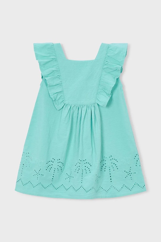 Mayoral sukienka bawełniana dziecięca 3939.6L.Mini.PPY2 turkusowy SS26