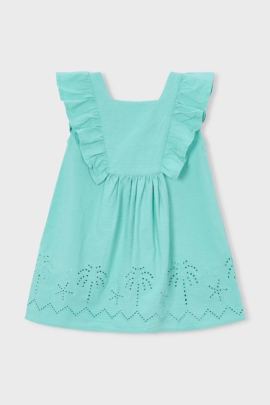 Mayoral sukienka bawełniana dziecięca 3939.6L.Mini.PPY2 turkusowy SS26