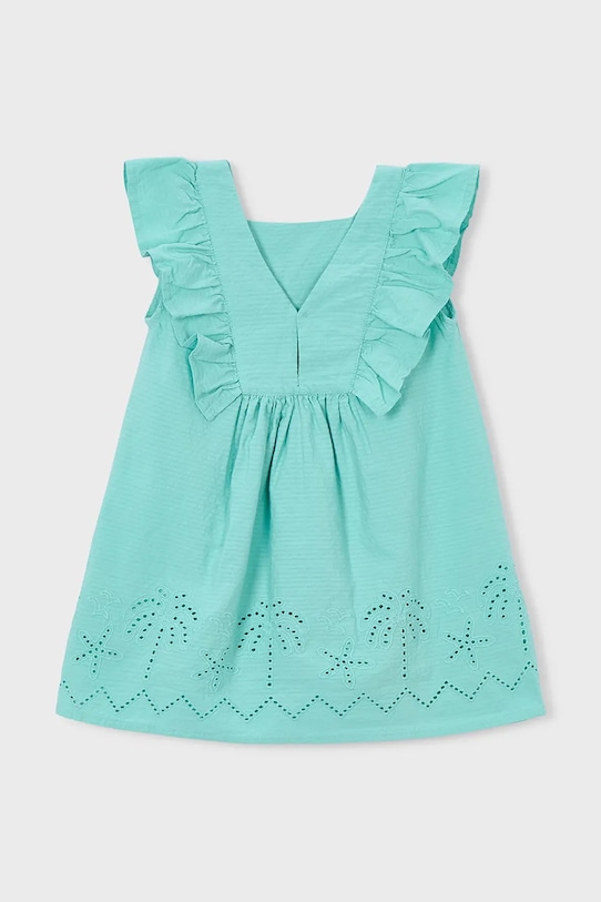 Dziewczynka Mayoral sukienka bawełniana dziecięca 3939.6L.Mini.PPY2 turkusowy