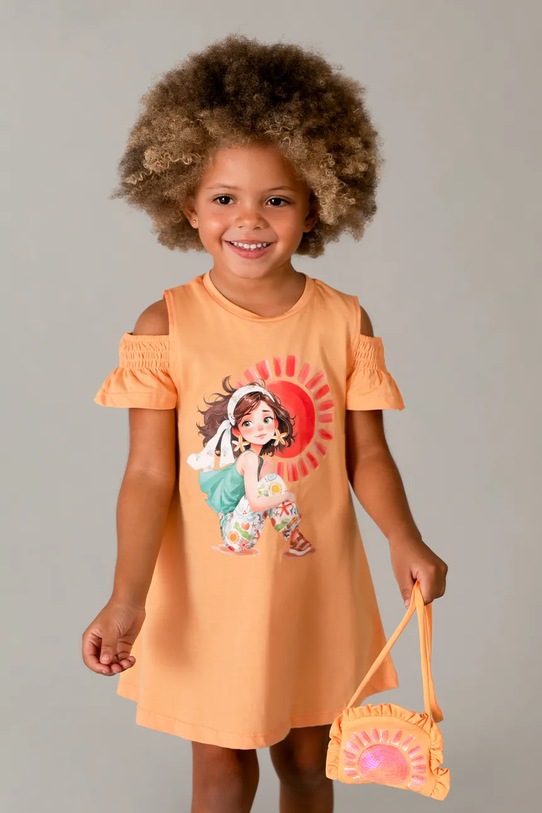Mayoral sukienka bawełniana dziecięca nadruk pomarańczowy 3941.6L.Mini.PPY2