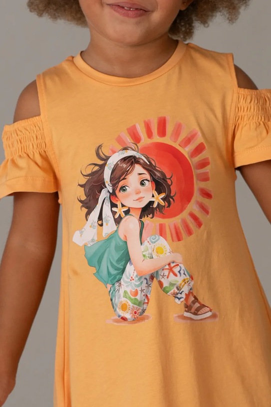 Mayoral sukienka bawełniana dziecięca 3941.6L.Mini.PPY2 pomarańczowy