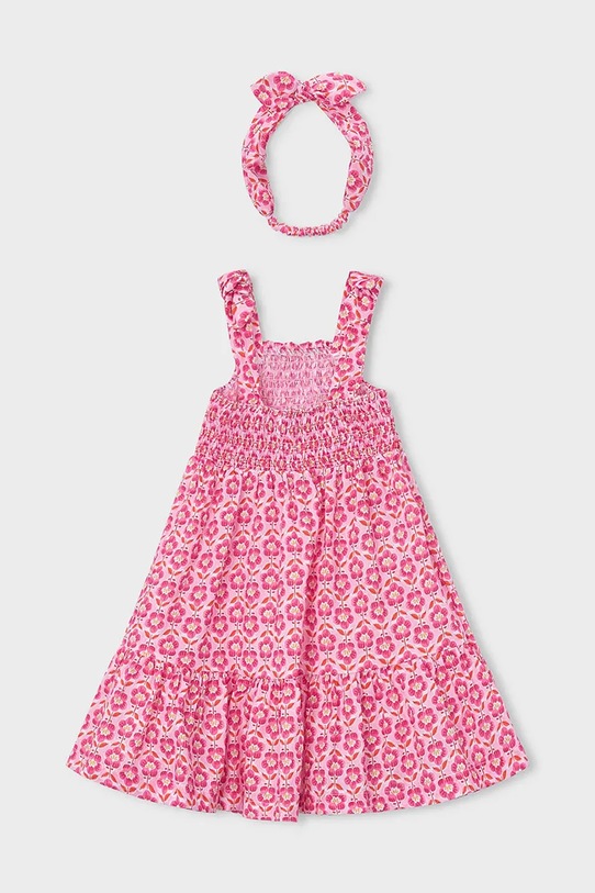 Mayoral sukienka bawełniana dziecięca 3942.6M.Mini.PPY2 różowy SS26