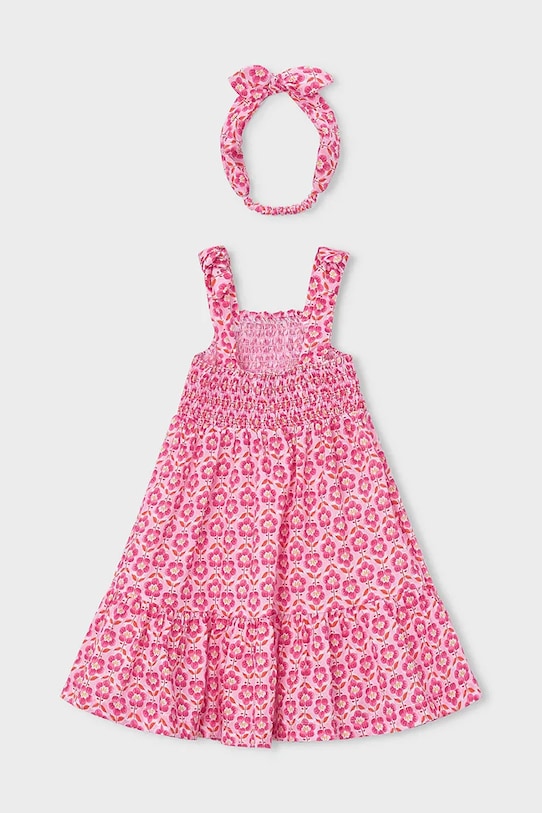 Mayoral sukienka bawełniana dziecięca 3942.6M.Mini.PPY2 różowy SS26