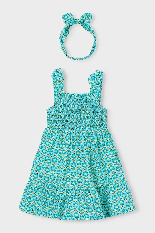 Παιδικό βαμβακερό φόρεμα Mayoral 3942.6M.Mini.PPY2 μπλε SS26