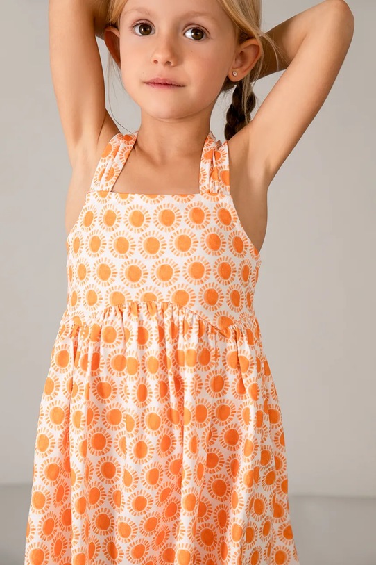 Παιδικό βαμβακερό φόρεμα Mayoral βαμβάκι πορτοκαλί 3944.6N.Mini.PPY2