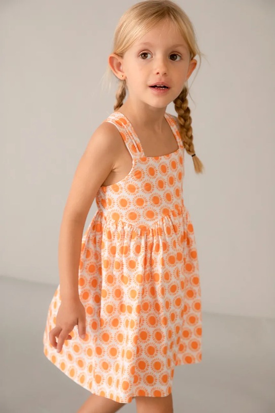 Παιδικό βαμβακερό φόρεμα Mayoral 3944.6N.Mini.PPY2 πορτοκαλί