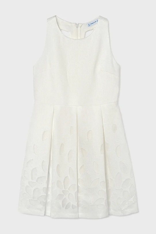 Mayoral sukienka z dodatkiem lnu dziecięca rozkloszowany biały 6906.8B.Junior.PPY2