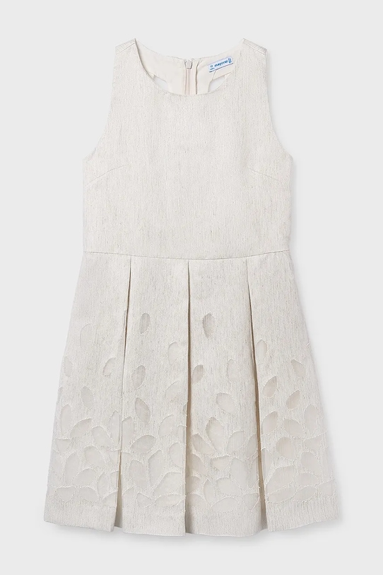 Mayoral sukienka z dodatkiem lnu dziecięca 6906.8B.Junior.PPY2 beżowy SS26