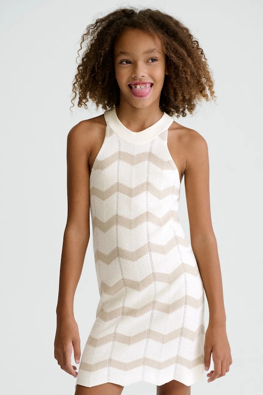 Παιδικό βαμβακερό φόρεμα Mayoral ρίγες μπεζ 6907.8B.Junior.PPY2