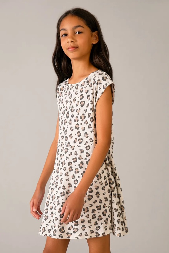 Mayoral sukienka bawełniana dziecięca wzorzyste beżowy 6912.8E.Junior.PPY2